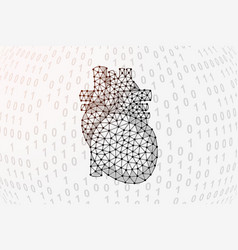 Heart 3d Low Poly Symbol With Binary Code