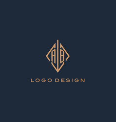 Monogram Ab Logo With Diamond Rhombus Style