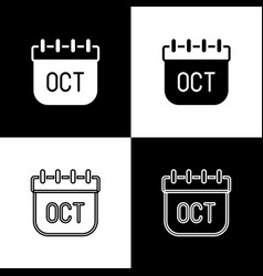 Set October Calendar Autumn Icon Isolated