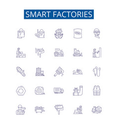 Smart Factories Line Icons Signs Set Design