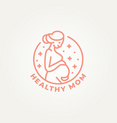 Minimalist Pregnant Women Line Art Icon Logo