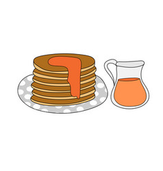 Pancakes With Maple Syrup Hand Drawn