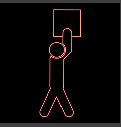 Neon Man Carries Load In His Arms Above Himself