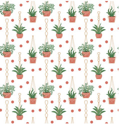 Potted Flowers Macrame Pots Seamless Pattern