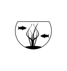 Round Aquarium Icon With Fishes