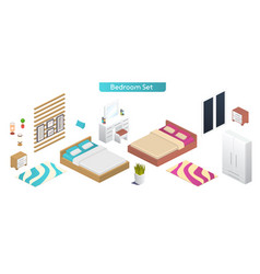 Bedroom isometric set Royalty Free Vector Image