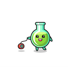 Cartoon Of Cute Lab Beakers Playing A Yoyo