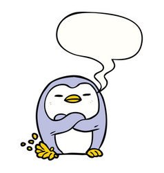 Cartoon Penguin Tapping Foot And Speech Bubble