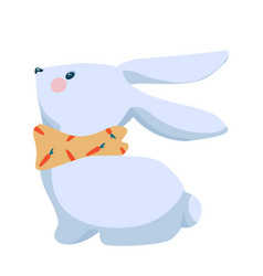 Cute Bunny In Scarf Hopefully Watches To The Sky