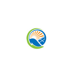 Green Leaf Solar Panel Logo Design