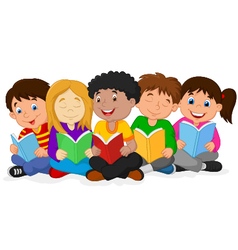 Children reading book Royalty Free Vector Image