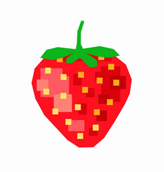 Red Strawberry Pixel Flat Design