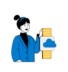 Cloud Computing Concept With Cartoon People