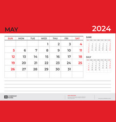 Desk Calendar 2024 Design May Template Week