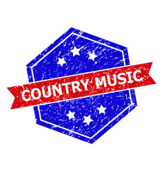 Hexagonal Bicolor Country Music Stamp With Unclean