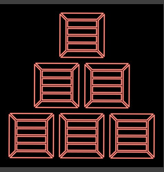 Neon Pyramid Crates Wooden Boxs Containers Red