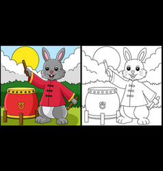 Rabbit Playing Drums Coloring Page