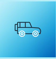 Line Off Road Car Icon Isolated On Blue Background