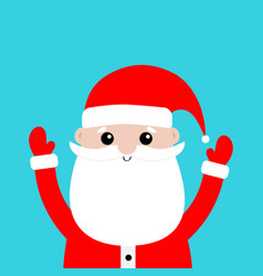 Santa Claus Holding Hands Up Merry Christmas Red