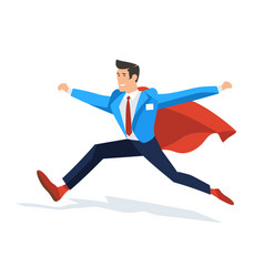 A Businessman With Red Cape Is Running