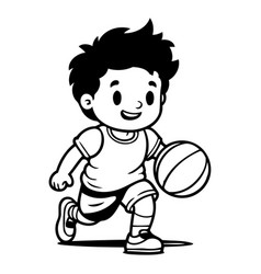 Cartoon Boy Playing Basketball Of A Boy Playing