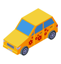 Delivery Flower Car Icon Isometric Gift