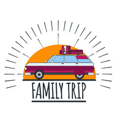 Family Trip Road Travel Label Badge And Banner