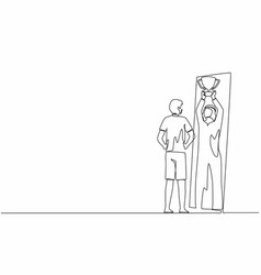 Single One Line Drawing Guy Standing In Front