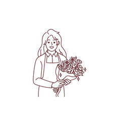 Smiling Female Florist With Bouquet