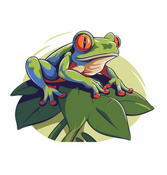 A Red Eyed Tree Frog On Green Leaf