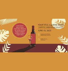 Banner Or Flyer With A Bottle Of Wine And Glass