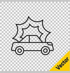 Black Line Car Accident Icon Isolated