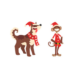 Christmas Animals Set Dog And Monkey Chinese