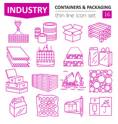 Containers and packaging icon set thin line Vector Image