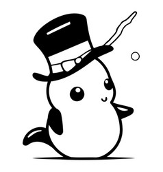 Cute Cartoon Penguin In A Top Hat