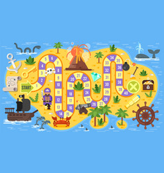 Pirate ship islan treasure chest Royalty Free Vector Image