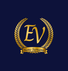 Initial Letter E And V Ev Monogram Logo Design