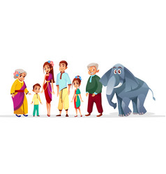 Cartoon Thai Family Asian Characters Set