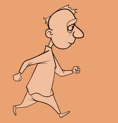 Cartoon Sketch Of A Sad Confident Fast Walking Man