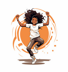 Young African-american Woman Jumping And Dancing