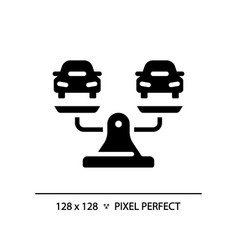 2d Glyph Style Black Cars On Weight Scale Icon