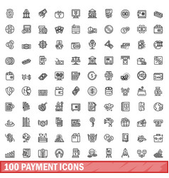 100 Payment Icons Set Outline Style