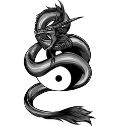 Monochromatic Of Dragon And Yin Yang