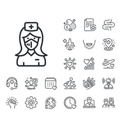 Nurse With Medical Mask Line Icon Doctor