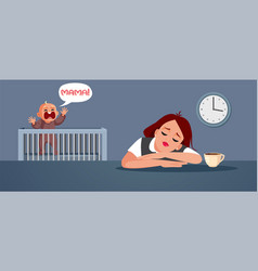 Baby Screaming For Mom While She Sleeps Cartoon