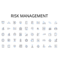 Risk Management Line Icons Collection Joining