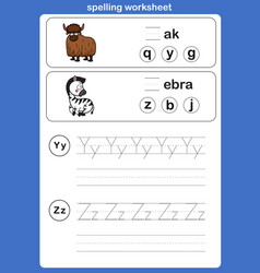 Spelling Worksheet Exercise With Cartoon