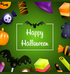 Happy Halloween Lettering With Candies And Sweets