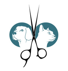 Scissors And Dog With Cat Symbol For Groomer