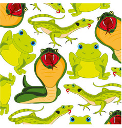 Snake With Lizard And Frog Decorative Pattern